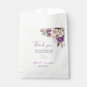 Elegant Paarse en Ivoor Roos Bruiloft Bedankzakje (Voorkant)