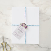 Elegant Paarse en Ivoor Roos Bruiloft Cadeaulabel (Met Touw)