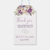 Elegant Paarse en Ivoor Roos Bruiloft Cadeaulabel (Achterkant)