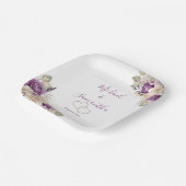 Elegant Paarse en Ivoor Roos Bruiloft Papieren Bordje (Gebogen)