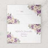 Elegant Paarse en Ivoor Roos Bruiloft Plaatskaartje (Buitenkant ongevouwen)