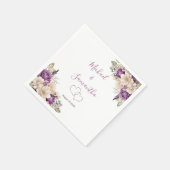 Elegant Paarse en Ivoor Roos Bruiloft Servet (Hoek)