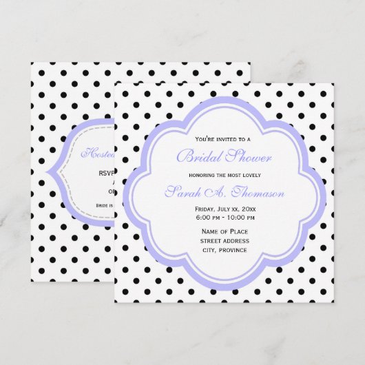 Elegant paarse en klassieke B&W-polka-punten Kaart (Voorkant / Achterkant)