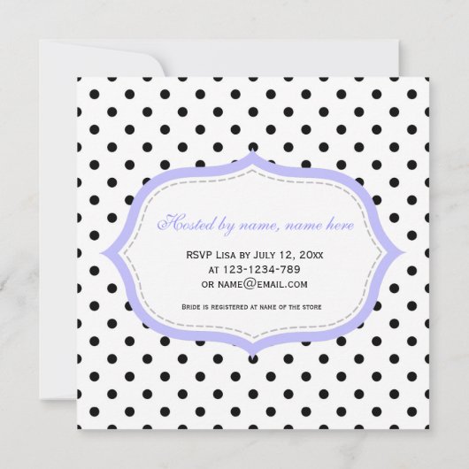 Elegant paarse en klassieke B&W-polka-punten Kaart (Achterkant)