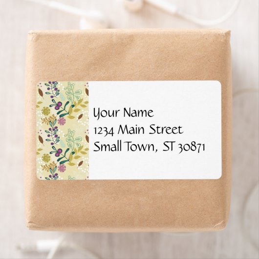 Elegant Paarse en turquoise bloemenblad ontwerp Etiket (Insitu)