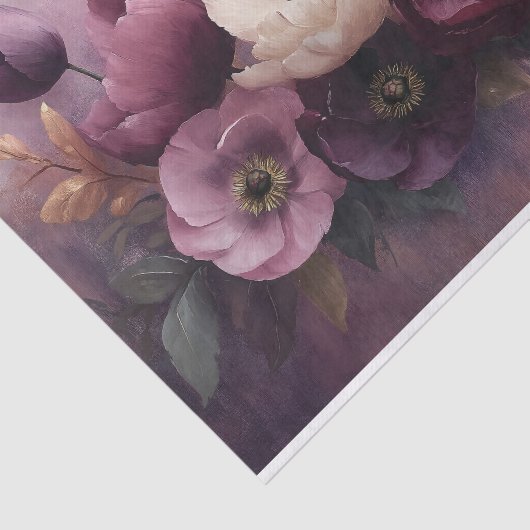 Elegant Paarse en witte bloemenboeket Tissuepapier (Detail)
