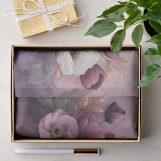 Elegant Paarse en witte bloemenboeket Tissuepapier (Geschenk)
