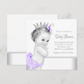 Elegant Paarse en zilveren Baby shower Kaart (Voorkant / Achterkant)