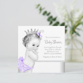 Elegant Paarse en zilveren Baby shower Kaart (Staand voorkant)