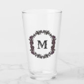 Elegant Paarse en zilveren ingelijst monogram Glas (Voorkant)