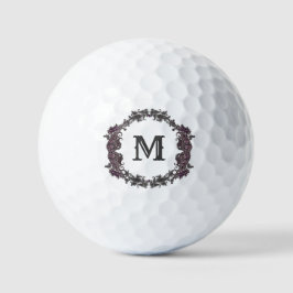 Elegant Paarse en zilveren ingelijst monogram Golfballen