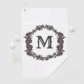 Elegant Paarse en zilveren ingelijst monogram Golfhanddoek (Insitu)