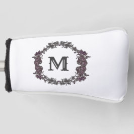 Elegant Paarse en zilveren ingelijst monogram Golfheadcover