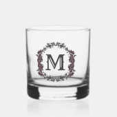Elegant Paarse en zilveren ingelijst monogram Whisky Glas (Voorkant)