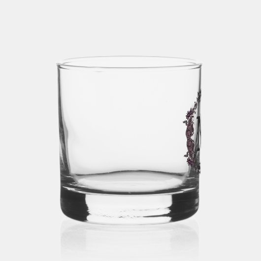Elegant Paarse en zilveren ingelijst monogram Whisky Glas (Rechts)