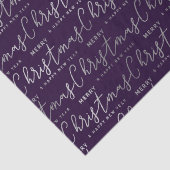 Elegant Paarse en zilverkleurige kersttekst Tissuepapier (Detail)