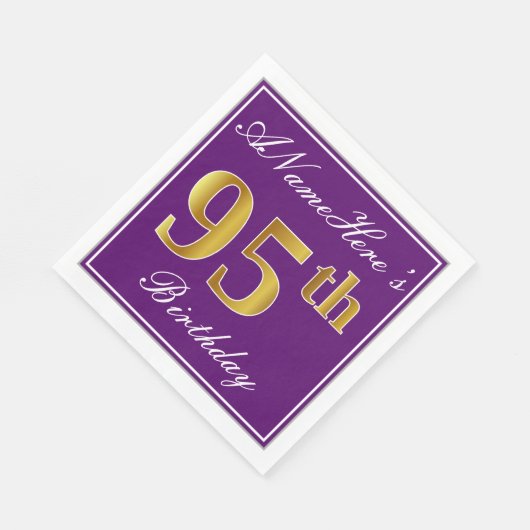 Elegant Paarse, Faux Gold 95e verjaardag + naam Servetten (Hoek)