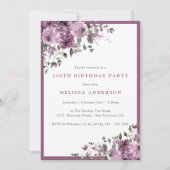 Elegant Paarse Floral 100e verjaardag Kaart (Voorkant)