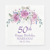 Elegant Paarse Floral 50 60 Elke leeftijdscategori Servet (Voorkant)