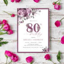 Elegant Paarse Floral 80e verjaardag