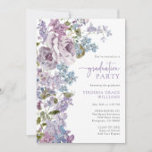 Elegant Paarse Floral Afstuderen Kaart (Voorkant)