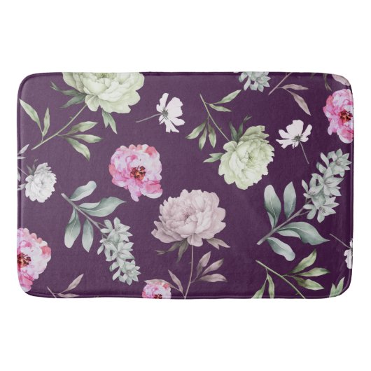 Elegant Paarse Floral Badmat (Voorkant)