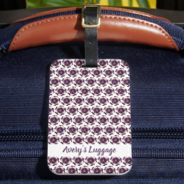 Elegant Paarse Floral Bagagelabel