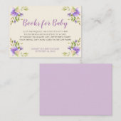Elegant Paarse Floral brengt Baby shower boeken me Informatiekaartje (Voorkant / Achterkant)