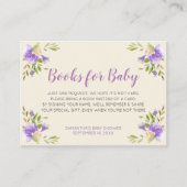 Elegant Paarse Floral brengt Baby shower boeken me Informatiekaartje (Voorkant)