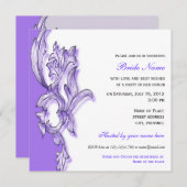 Elegant paarse floral bridal douche-uitnodiging. kaart (Voorkant / Achterkant)