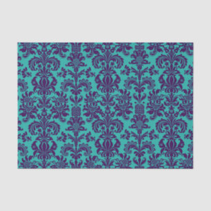 Elegant Paarse Floral Damasmaskers Blauwgroen acht Tissuepapier