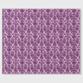 Elegant Paarse Floral Damasroze terug Cadeaupapier (Vlak)