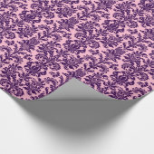 Elegant Paarse Floral Damasroze terug Cadeaupapier (Hoek)