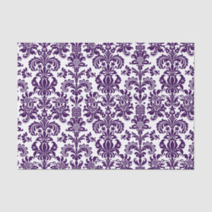 Elegant Paarse Floral Damasvit Witte achtergrond Tissuepapier