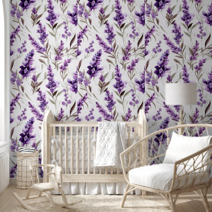 Elegant Paarse Floral Decor Patroon Design Behang