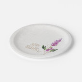 Elegant Paarse Floral en Glitter Glam Party Papieren Bordje (Gekanteld)