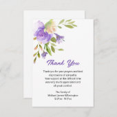 Elegant Paarse Floral Funeral Dank u Bedankkaart (Voorkant / Achterkant)