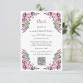 Elegant Paarse Floral Informatiekaartje (Staand voorkant)