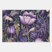 Elegant Paarse Floral Inpakpapier Vel (Voorkant)