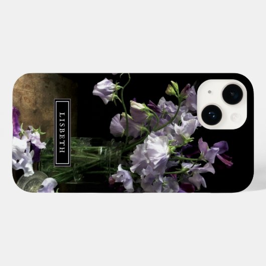 Elegant Paarse Floral iPhone Case (Achterkant (horizontaal))