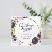 Elegant Paarse Floral kerstfeestdag Kaart (Staand voorkant)