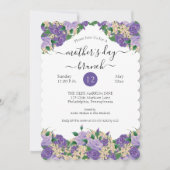 Elegant Paarse Floral Lace Moederdag Brunch Kaart (Voorkant)