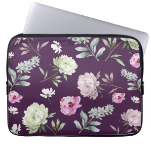 Elegant Paarse Floral Laptop Sleeve