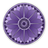 Elegant Paarse Floral Lotus Mandala Keramische Knop (Voorkant)