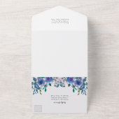 Elegant Paarse Floral Modern Winter Wedding All In One Uitnodiging (Buitenkant)