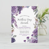 Elegant Paarse Floral Moederdag Brunch Kaart (Staand voorkant)