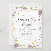 Elegant Paarse Floral Moederdag Brunch Kaart (Voorkant)
