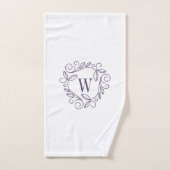 Elegant Paarse Floral Monogram Bad Handdoek (Handdoek)