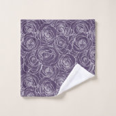 Elegant Paarse Floral Monogram Bad Handdoek (Wasdoekje)
