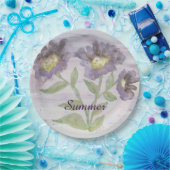 Elegant Paarse Floral Papieren Bordje (Feest)